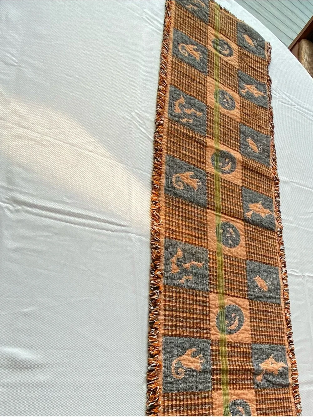 Halloween Orange and Black Table Runner - Festive Home Dining Accent
